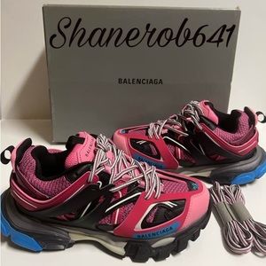 Balenciaga Track Trainers Fuscia Pink Blue Women Size 8 BST VNDS